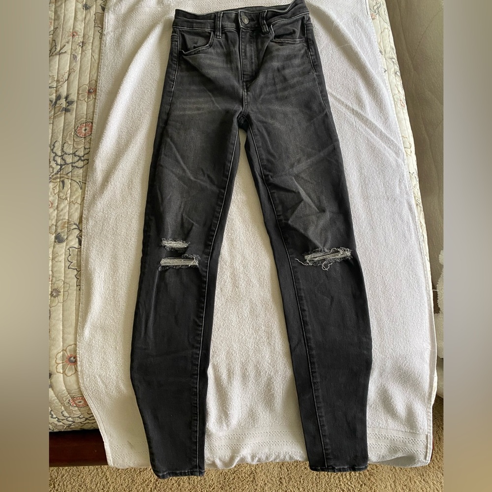 Girls American Eagle Jeans, Black, Size 00 Long